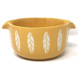 MCM Lotus Stoneware Bowl VTG Yellow Double Spout Pour Gravy/Sauce